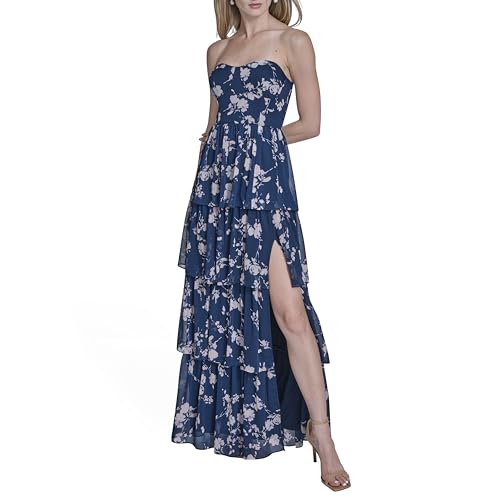 BCBGeneration BCBG Womens Strapless Sweatheart Neck City Indigo Multi 6