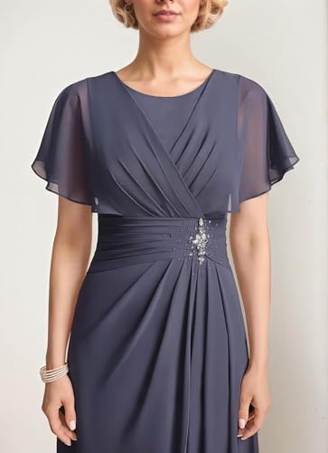 Chiffon Beading Mother of The Bride Dresses for Women 2025 Long Scoop Neck Formal Dress with Sleeves4