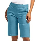 SMIDOW Bermuda Shorts for Women Trendy 2025 Casual Summer High Waisted Chino Short Straight Leg Hiking Vacation Outfits Brown Womens Bermuda Shorts Knee Length L
