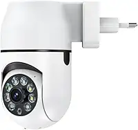 Câmera de Segurança Tomada Sem Fio 2MP WiFi Visão 360° HD 1080p Câmera IP Infravermelho Controle via App 2 Modos de Visão Noturna Áudio Bidirecional Detecção de Movimento Premium