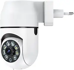 Câmera de Segurança Tomada Sem Fio 2MP WiFi Visão 360° HD 1080p Câmera IP Infravermelho Controle via App 2 Modos de Visão Noturna Áudio Bidirecional Detecção de Movimento Premium