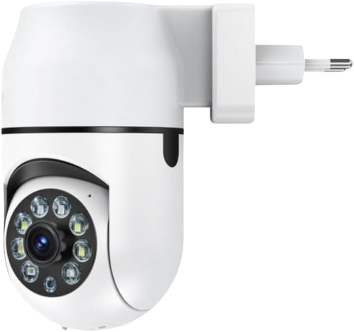 Câmera de Segurança Tomada Sem Fio 2MP WiFi Visão 360° HD 1080p Câmera IP Infravermelho Controle via App 2 Modos de Visão Noturna Áudio Bidirecional Detecção de Movimento Premium