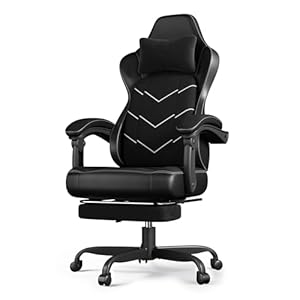 JUMMICO Ergonomischer Bürostuhl mit Dynamischer Lordosenstütze & Fußraster, Gaming Stuhl für Langzeitkomfort, Atmungsaktiver Schreibtischstuhl Stoff für Homeoffice, Schwarz