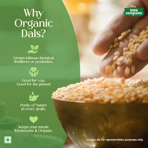 Image of Tata Sampann Organic Unpolished Toor Dal (Arhar Dal), 1 kg (Pack of 3)