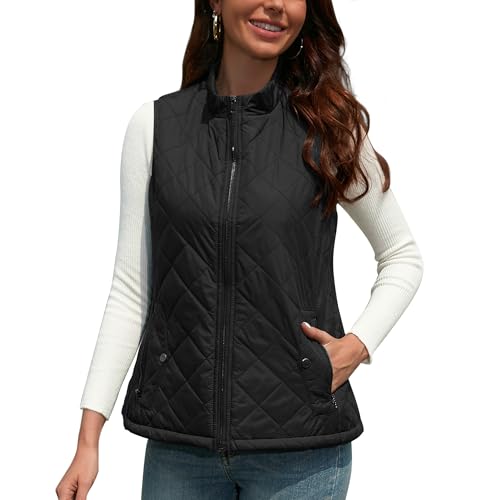 BEINF Gilet Da Donna Smanicato Invernale Panciotto Dritto Collarei Giacche Ultraleggeri 2024 Tasche Con Zip Senza Maniche Giacca con Tasca con Cerniera