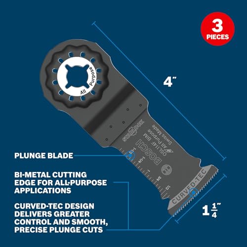 BOSCH OSL114F-3 3-Pack 1-1/4 In. Starlock Oscillating Multi Tool All Purpose Bi-Metal Plunge Cut Blades for Applications in Wood, Wood with Nails, Drywall, PVC, Metal (Nails and Staples) 2 BOSCH OSL114F-3 3-Pack 1-1/4 In. Starlock Oscillating Multi Tool All Purpose Bi-Metal Plunge Cut Blades for Applications in Wood, Wood with Nails, Drywall, PVC, Metal (Nails and Staples) - Image 2
