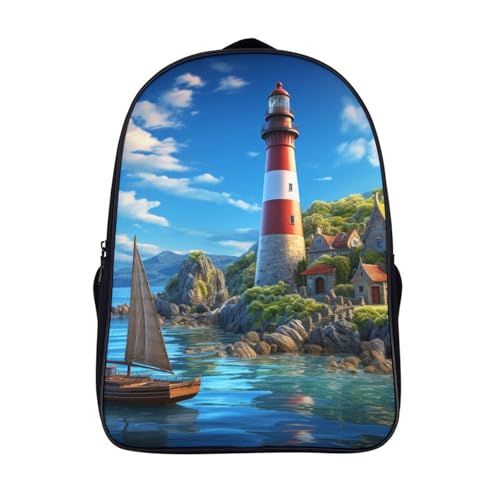 Sac à dos pour adolescent Coastal Lighthouses sac grand format fille avec pochette repas