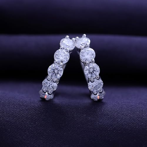 SAVEARTH DIAMONDS Moissanite & Lab Grown Diamond Hoop Earrings for Women, D-E Color, 925 Sterling Silver with 14K Gold Plating3