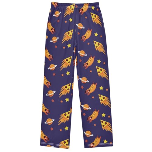 Boy's Pants Pizza Spaceship Jogger Pants Elastic Waist Long Bottoms Trousers with Pockets 6-14 Years
