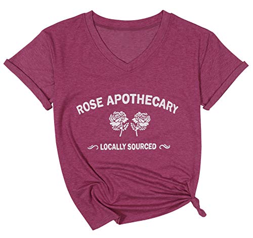 VILOVE Womens Rose Apothecary Shirts Locally Sourced Graphic Tees Summer Funny Short Sleeve Causal Holiday Tops