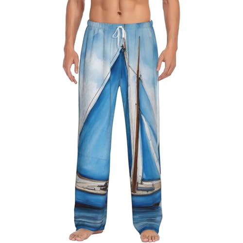 Pantalon de pyjama homme en polaire haut de gamme motif voilier