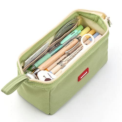 Cicimelon 2Pc Pencil Case Big Capacity Pen Bag Pouch Stationery Organizer With Zipper For School Students Office Women Green #TOP5