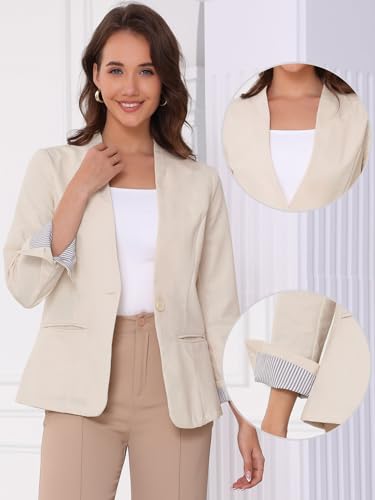 Allegra K Blazer for Women Casual Long Sleeve Lightweight Spring Summer 2025 Work Business Linen Blazers Jackets2