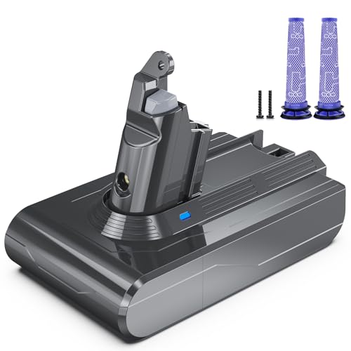 Morpilot 6500mAh Batterie pour Dyson V6 DC62 SV03 Animal Pro Fluffy Absolute Trigger Aspirateur à Main SV09 SV05 SV06 SV07 DC59 DC61 DC58 DC72 DC74 avec 2 Filtres Lavables