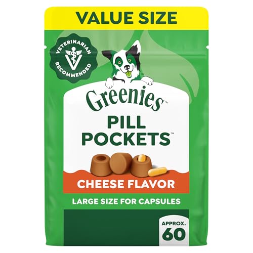 Image of Greenies Pill Pockets for Dogs Large Size, Dog Treat Pouch for Capsule Medication, Cheese Flavor, 15.8 oz. Pouch