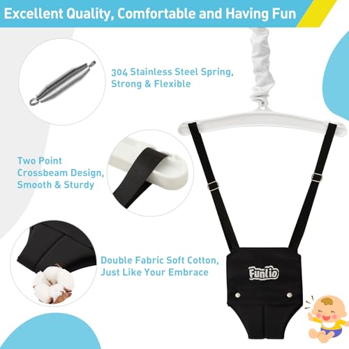 Image of FUNLIO 2 in 1 Swing Set for Toddler & Baby Jumper, Heavy Duty Kids Swing & Bouncer with 4 Sandbags, Foldable Metal Stand for Indoor /Outdoor Play, Easy to Assemble and Store - Black