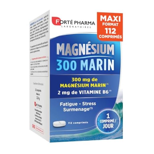 Forté Pharma - Magnésium 300 Marin | 300mg De Magnésium Marin - Stress, Fatigue, Anxiété, Surmenage, Irritabilité - Vitamine B6 | Maxi format 4x4 semaines, 112 comprimés, 1/jour