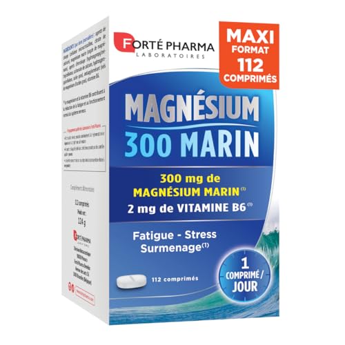 Forté Pharma - Magnesium 300 Marin - Complement alimentaire - Magnesium marin Vitamine B6 - Stress, Fatigue, Surmenage, Irritabilité, Système nerveux | Maxi...