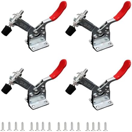 Set di 4 Morsetto a Levetta GH-201-B in Metallo, Tenditori per Leva al Ginocchio Morsetti da Falegname Capacità 90 kg Attrezzo Manuale Toggle Clamp per Funzionamento a Macchina, Saldatura, Legno