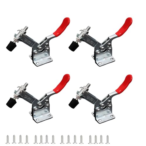 4 Stück Kniehebelspanner Schnellspanner, Toggle Clamp GH-201-B mit Schrauben Knebelklemme Niederhalter 90Kg Horizontal Verstellbare Schnellverschlüsse Metall für Maschinen,Holzbearbeitung,Schweißen