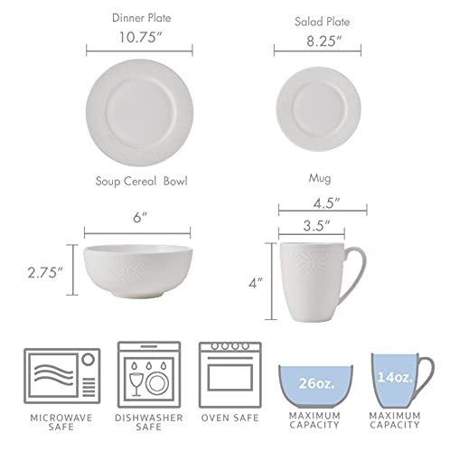 Mikasa Indira Chip Resistant 16-Piece Dinnerware Set, Service For 4, White #TOP7