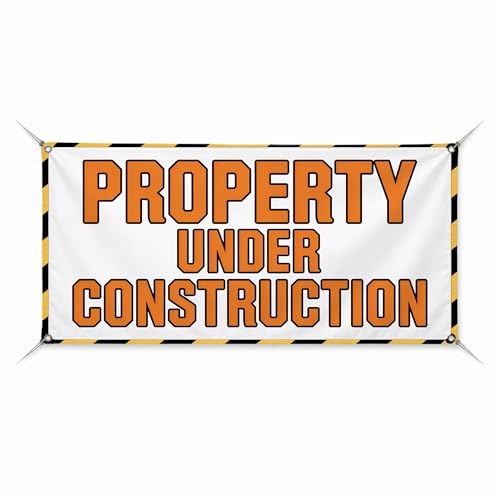 Under Construction Large Banners and Signs for Outdoor by BCB Print | Construction Polyester Banner with 4 Hole for Easy Hang Indoor & Outdoor | 6x3ft Banner to Promote Business | HD Made in USA