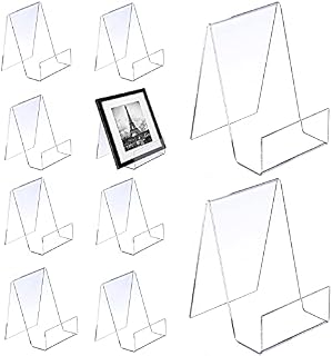 10pcs Sign Holder Stand Transparent, Clear Acrylic Stand for Phone Leaflet Book Menu Poster Brochure Magazine Table Sign Display Stand Tag for Restaurant Coffee Shop Bookstore