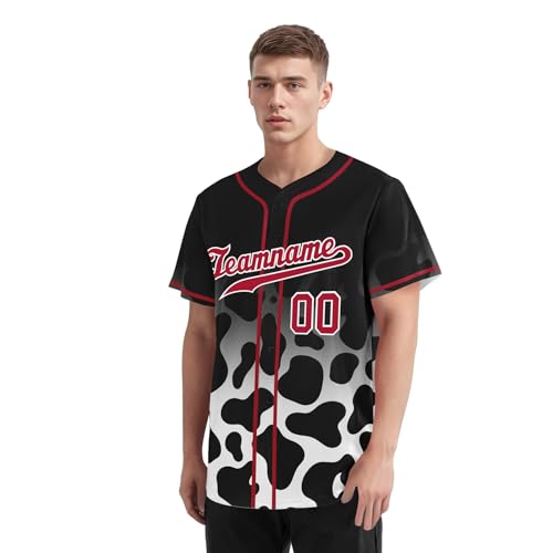 Camiseta de béisbol personalizada con estampado de vaca, estilo vaquero para deportes de campo miniatura 6