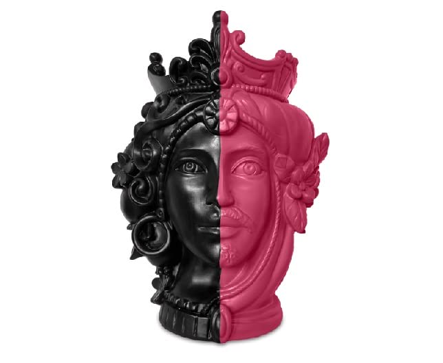 Cabeza Matta Black-Fucsia de 38cm de altura objeto decorativo de diseño italiano