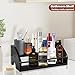 Wooden Liquor Bottle Display Shelf, Coffee Syrup Rack Organizer, 2 - Step Countertop Wine Rack, Rustic Mini Bar Cabinet, Home Retro Bar Shelf Stand for Liquor Whiskey, Spirits (Black)