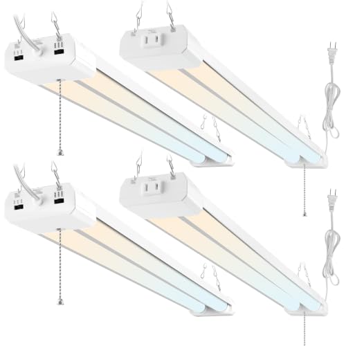 Image of hykolity 4FT LED Shop Light with Reflector,5500LM,3 Power Level&3CCT | 4000 /5000 /6500K Tunable,25 /34 /42W Switchable,Hanging or Surface Mount 4 foot Led Shop Light for Garage,Workshop,4 Pack