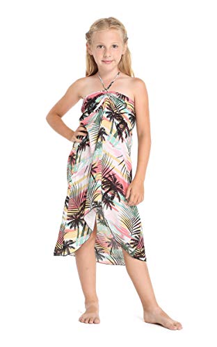 Girl Hawaiian Halter Dress in Neon Sunset