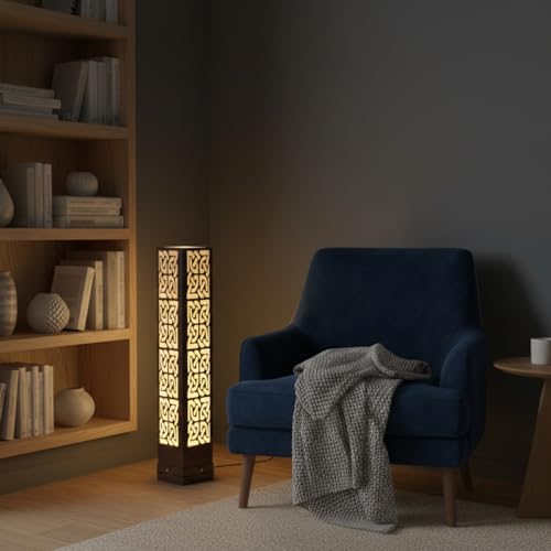 Image of METSY Designer Laser Cut Floor Lamp Metal Floor Lamps for Living Room Corner | Corner Floor Lamp | Column Floor Lamp | Floor Lamps for Home Decoration with Light led