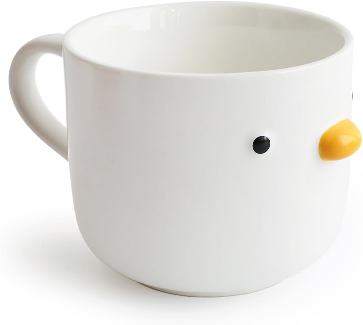Large Breakfast Mug, Handmade Glaze Duck Cup, 22 oz Oversized Cute Cereal Cup. For Family & Friends