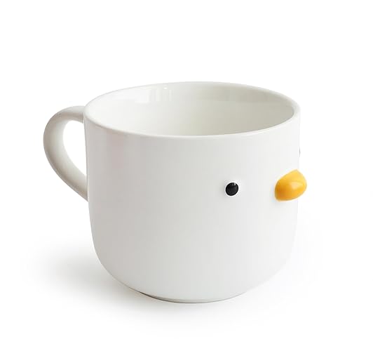 PURROOM Large Breakfast Mug, Handmade Glaze Duck Cup, 22 oz Oversized Cute Cereal Cup. For Family & Friends - Large Breakfast Mug