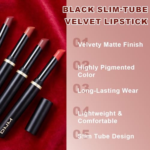Image of evpct Cranberry Red Velvet Matte Lipstick, High Pigmented Slim Lipstick Long Lasting Waterproof for Women, Velvet Silky Lip Stick Stain Color Makeup Blendable 24 Hours Original Makeup Labiales, 889#