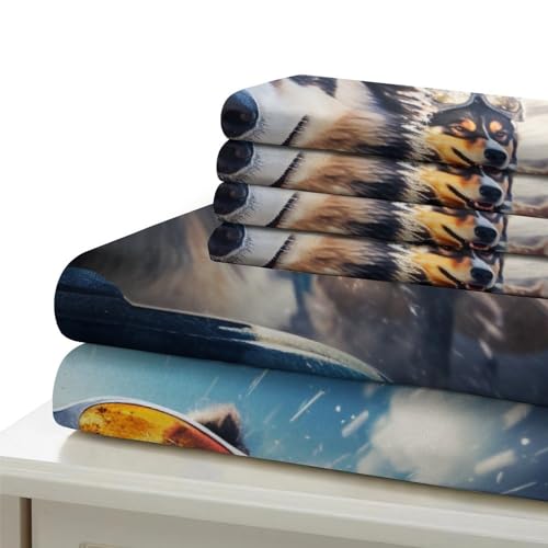 Juego de funda nórdica de perro de trineo king de microfibra suave 220x240 cm 7