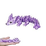 HiesDeosn 3D Printed Wolf Dragon Fidget Toy, Articulated Sensory Dragon Lover Gift, Smoky Purple