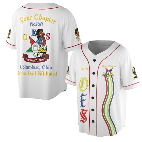 TPTK - Custom Chapter Name OES Order of The Eastern Star Masonic Destined to Shine 3D Baseball Jersey S-5XL (US Alpha Small Regular Regular White)