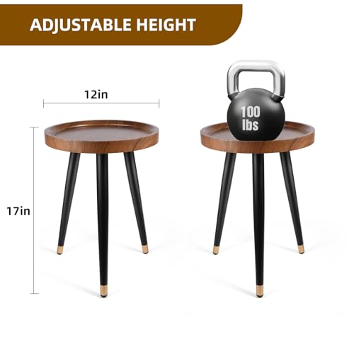 Image of KGPLOME Plant Stand Indoor,Mid Century Walnut Wood Plant Table, Heavy Duty Metal Tall Flower Pot Stand,Modern Round Small Side End Table With Raised Design(12 inchx17 inch)