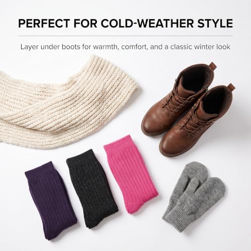 Image of Tipi Toe Women's 3 Pairs Ragg Marled Wool-Blend Boot Socks - Warm Ribbed Over the Calf /Knee High Socks for Winter Comfort