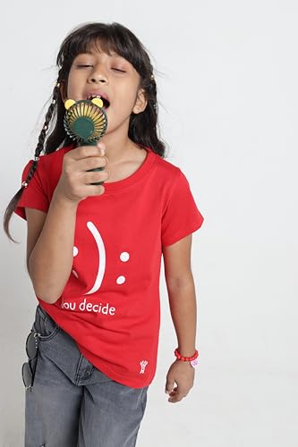 Image of Under Fourteen Only Girls Cotton Tops Collection - Round Neck, Crop Top, Full & Half Sleeve, Drop Shoulder, Ruffle Sleeve, Graphic Printed, Embroidered & Slub Knit Styles