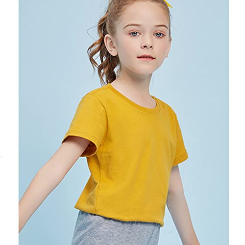 Image of KISBINI Little Girls Boys Short Sleeve T-Shirt Cotton Solid Tees for Toddlers