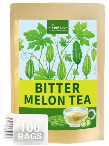 Image of TeeLux Bitter Melon Tea Bags, Pure Momordica Charantia Tea, 100 Count | Natural Herbal Tea with Mild & Smooth Taste, Caffeine Free, Enjoy Hot or Iced