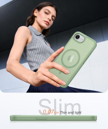 Image of FNTCASE for iPhone 17e Case Light Green: Translucent iPhone 16e Cases Compatible with MagSafe, Camera Protection & Tempered Glass Protector, 14FT Military Grade Drop Tested, Matte Skin-Friendly Cover