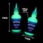 ARTME Glow in The Dark Paint, Glow Paint Set of 12 Bright Colors 30ml/1oz, Acrylic Glow in The Dark Paint Perfect for Art Painting, DIY projects, Halloween and Christmas Decorations, Rich Pigments for Adults, Artists and Students