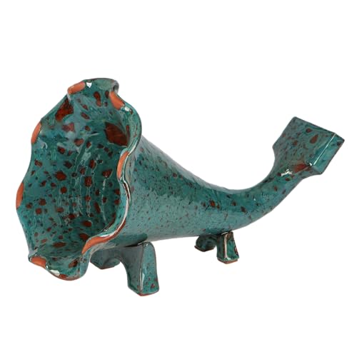 Clayspire Handmade Ceramic Gramophone-Shaped Phone Amplifier – Decorative Gramophone Horn for Home Decor with Natural Sound Boost, Volcanic Turquoise Color