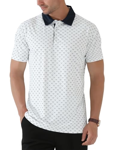 2 Pack Men's Golf Polo Shirts Short Sleeve Dry Fit Print Performance Mositure Wicking Golf Shirts for Men Casual3
