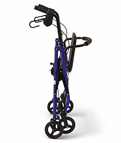 Medline Steel Foldable Adult Transport Rollator Mobility Walker With 6” Wheels, Blue #TOP1