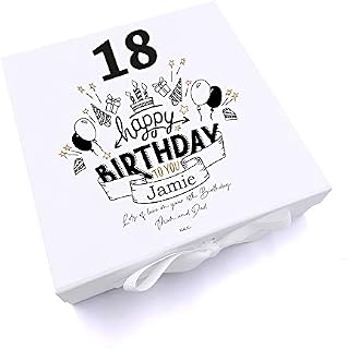 ukgiftstoreonline Personalised Any Age Happy Birthday Gift Keepsake Memory Box 18th, 21st, 30th, 40th, 50th (Large)